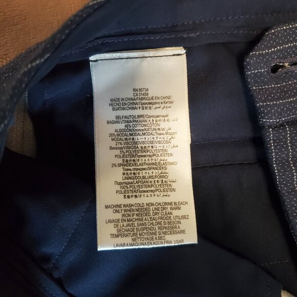 BCBGMaxAzria Y2K Pinstripe Power Business Pant Suit in Muted Navy Blue - Picture 13 of 15